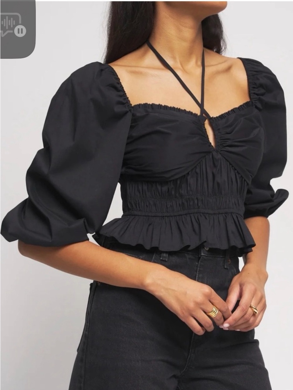 MWOT-Bailey 44 Shani Peplum Top in black  size XL